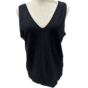 Black Sleeveless V-Neck Tank Top Nylon & Spandex Blend XXL